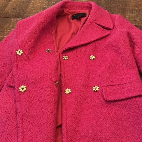Ann Taylor XXS Petite Pink Notch Collar Wrap Coat with pockets - Picture 5 of 7